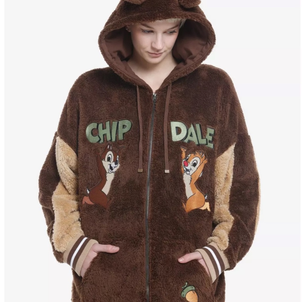 Disney Chip 'N' Dale Fuzzy Girls Oversized Hoodie